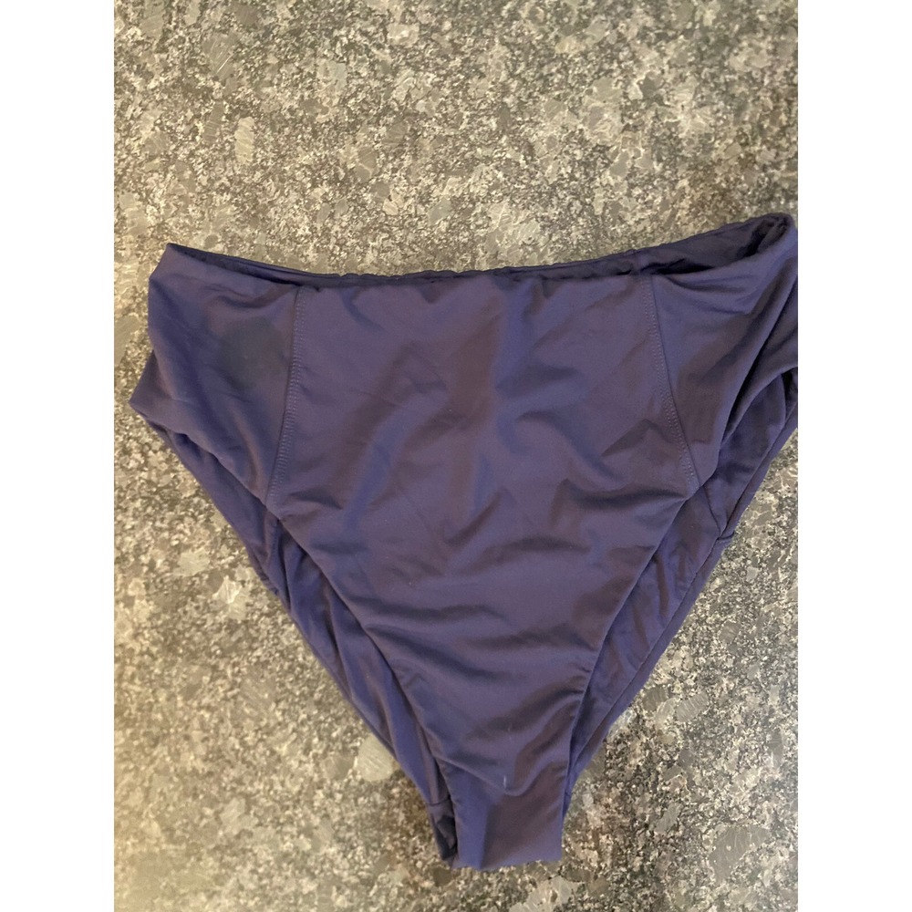 Andie Navy Blue High Waisted High‎ Cut Bikini Bottoms M